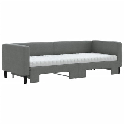 Slaapbank onderschuifbed matrassen 80x200 cm stof donkergrijs 80 x 200 cm Donkergrijs met onderschuifbed en matras