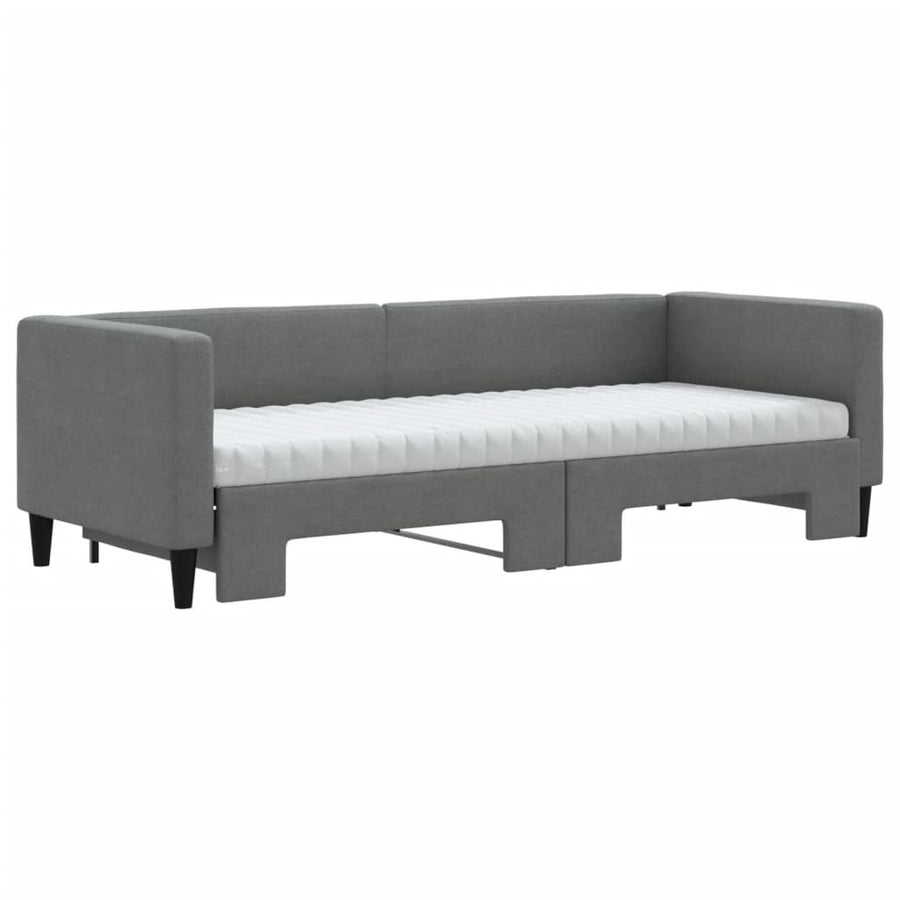 Slaapbank onderschuifbed matrassen 80x200 cm stof donkergrijs 80 x 200 cm Donkergrijs met onderschuifbed en matras