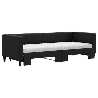 Slaapbank Sen Stof 80 x 200 cm Zwart met onderschuifbed en matras