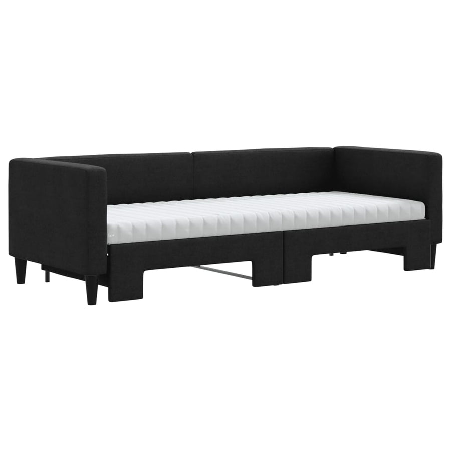 Slaapbank Sen Stof 80 x 200 cm Zwart met onderschuifbed en matras