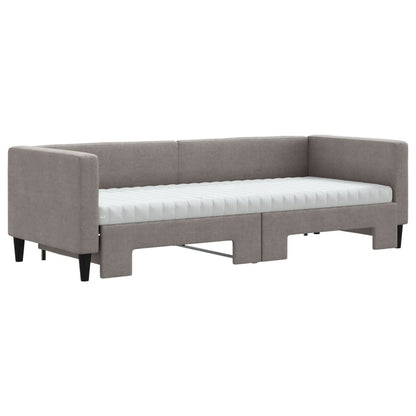 Slaapbank Met Onderschuifbed En Matrassen 80X200 Cm Stof Taupe Taupe 80 x 200 cm