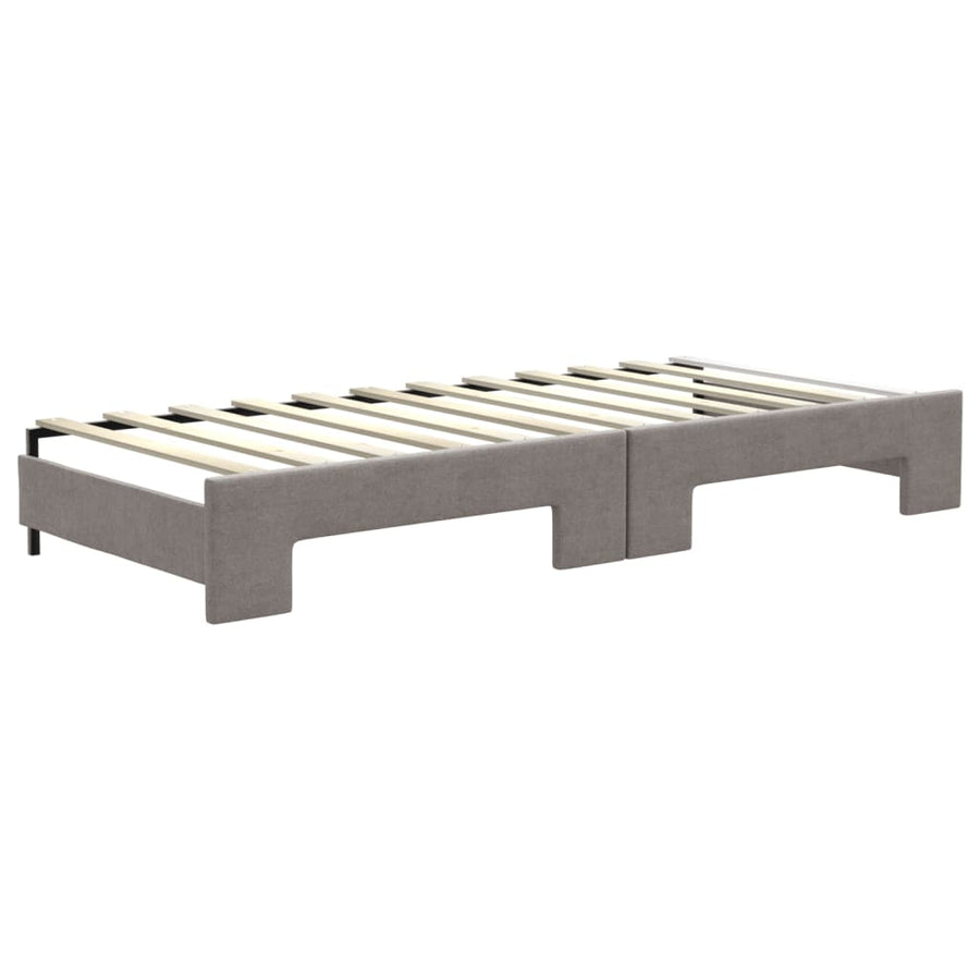 Slaapbank Met Onderschuifbed En Matrassen 80X200 Cm Stof Taupe Taupe 80 x 200 cm