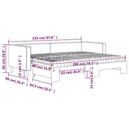 Slaapbank Sen Stof 80 x 200 cm Crème met onderschuifbed en matras