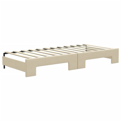 Slaapbank Sen Stof 80 x 200 cm Crème met onderschuifbed en matras