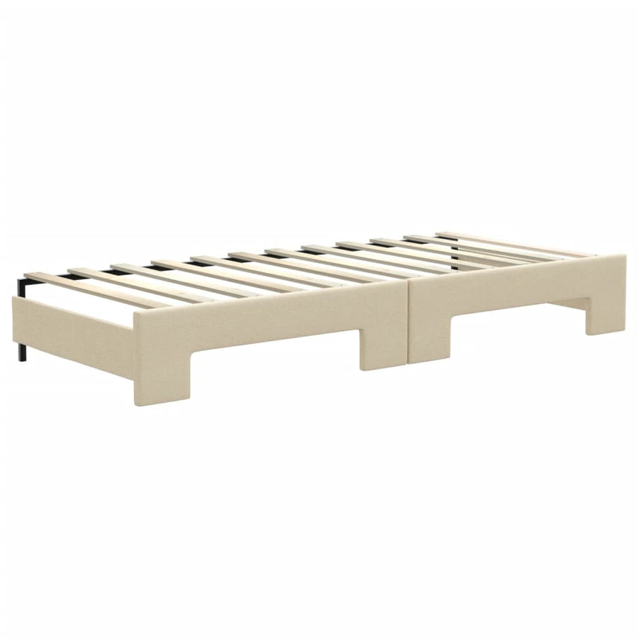 Slaapbank Sen Stof 80 x 200 cm Crème met onderschuifbed en matras