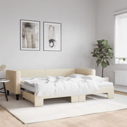 Slaapbank met onderschuifbed 80x200 cm crème