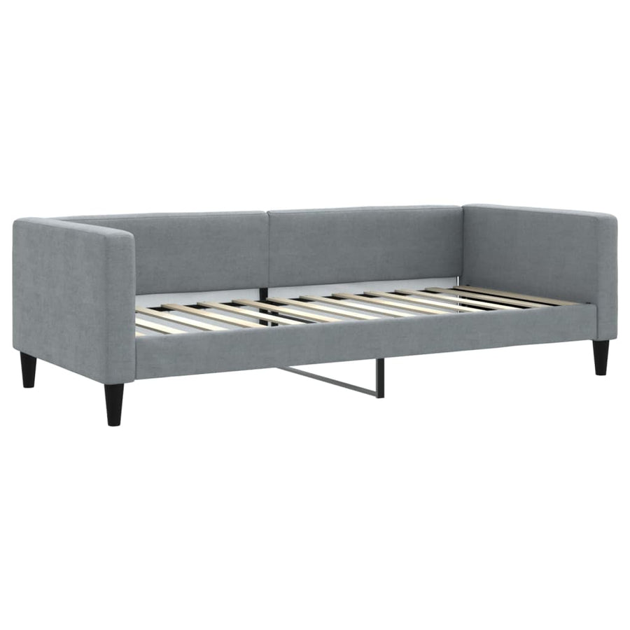 Slaapbank onderschuifbed en matrassen 90x200 cm stof lichtgrijs 90 x 200 cm Lichtgrijs