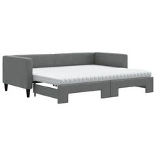 Slaapbank Onderschuifbed Matrassen Stof 90 x 200 cm Donkergrijs met onderschuifbed en matras