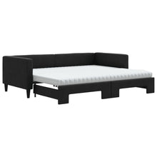 Slaapbank met onderschuifbed en matrassen 90x200 cm stof zwart 90 x 200 cm Zwart met onderschuifbed en matras