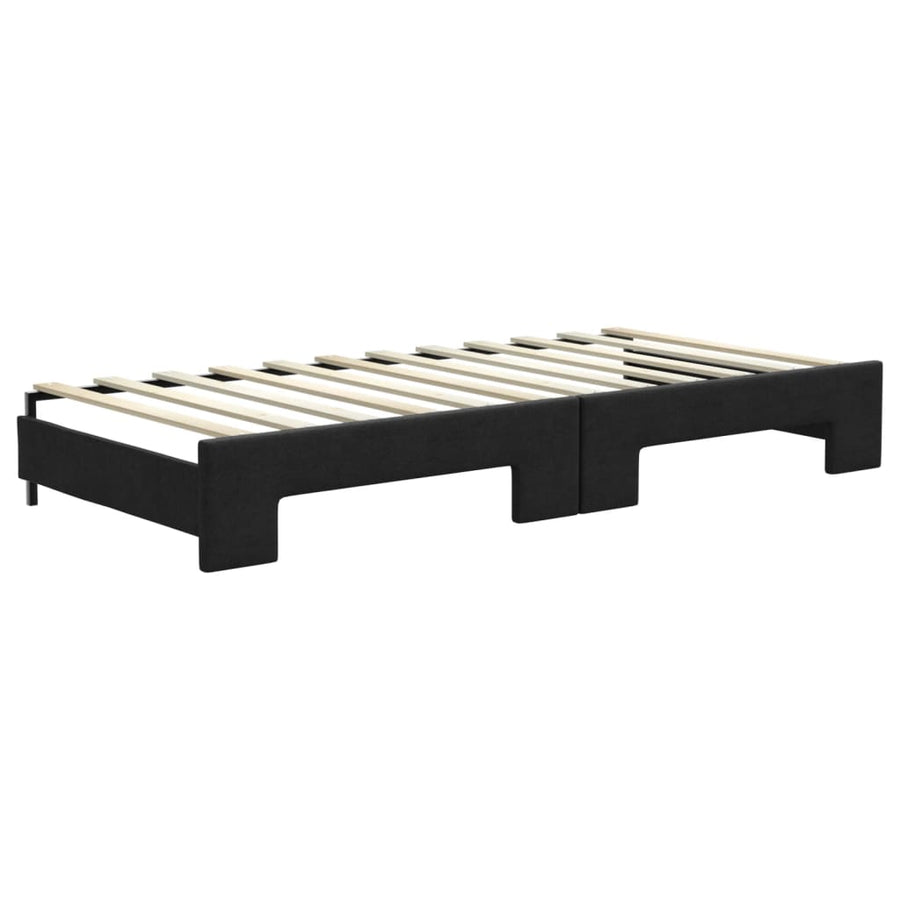 Slaapbank met onderschuifbed en matrassen 90x200 cm stof zwart 90 x 200 cm Zwart met onderschuifbed en matras