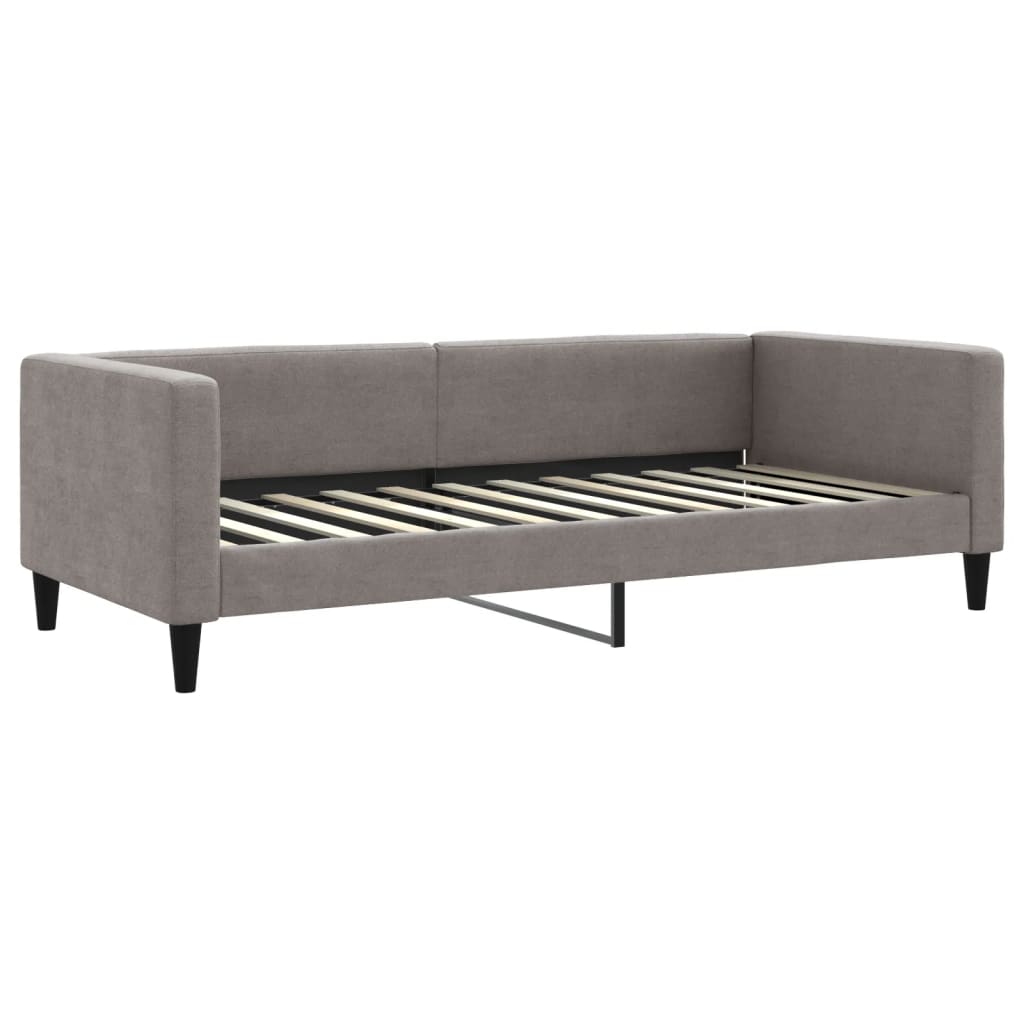 Slaapbank Met Onderschuifbed En Matrassen 90X200 Cm Stof Taupe Taupe 90 x 200 cm