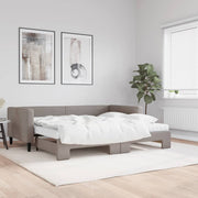 Slaapbank met onderschuifbed 90x200 cm taupe