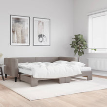 Slaapbank Met Onderschuifbed En Matrassen 90X200 Cm Stof Taupe Taupe 90 x 200 cm