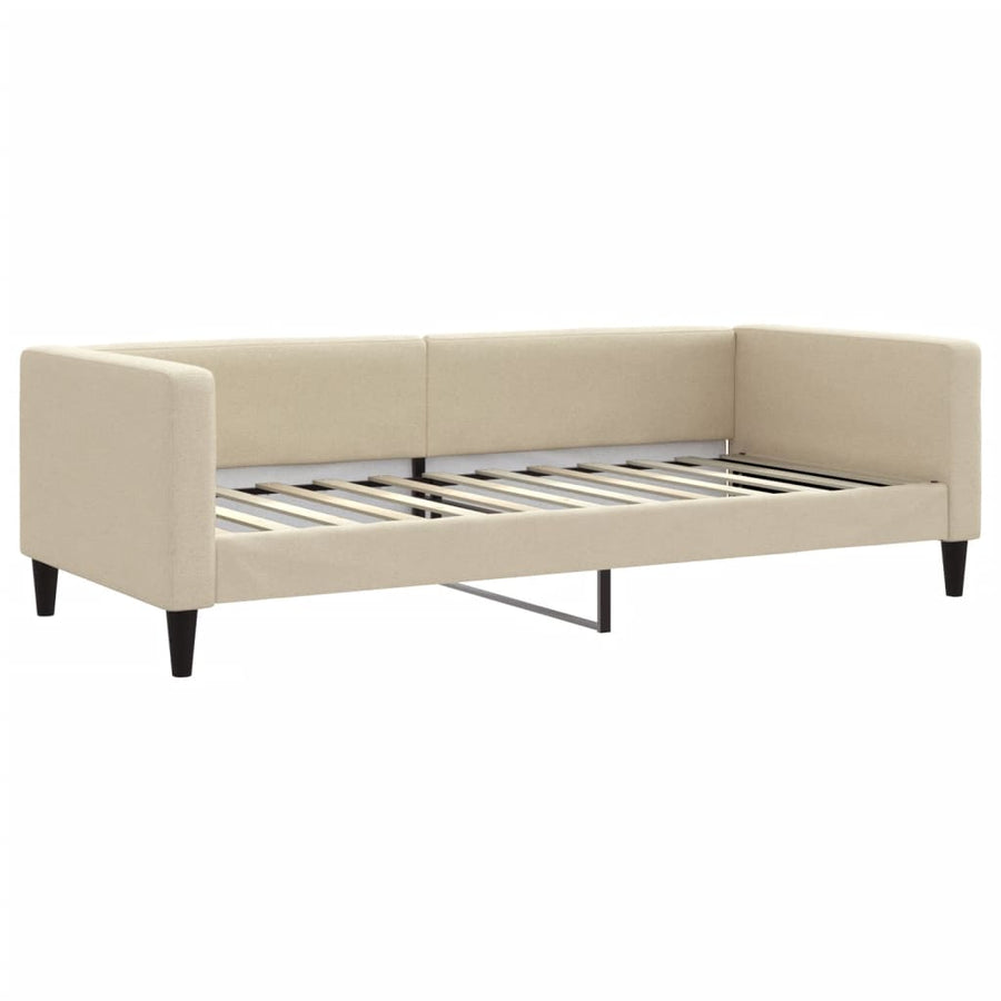 Slaapbank Sen Stof 90 x 200 cm Crème met onderschuifbed en matras