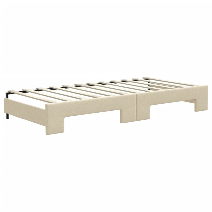 Slaapbank Sen Stof 90 x 200 cm Crème met onderschuifbed en matras