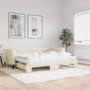 Slaapbank met onderschuifbed 90x200 cm crème