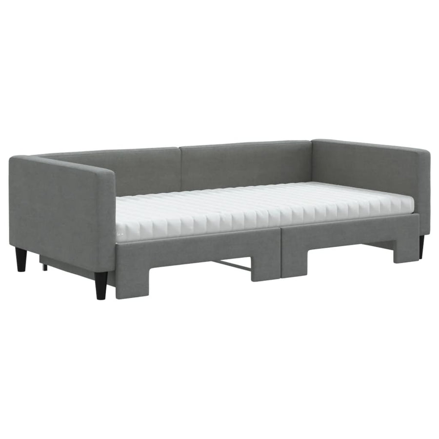 Slaapbank onderschuifbed matrassen 100x200 cm stof donkergroen 100 x 200 cm Donkergrijs met onderschuifbed en matras