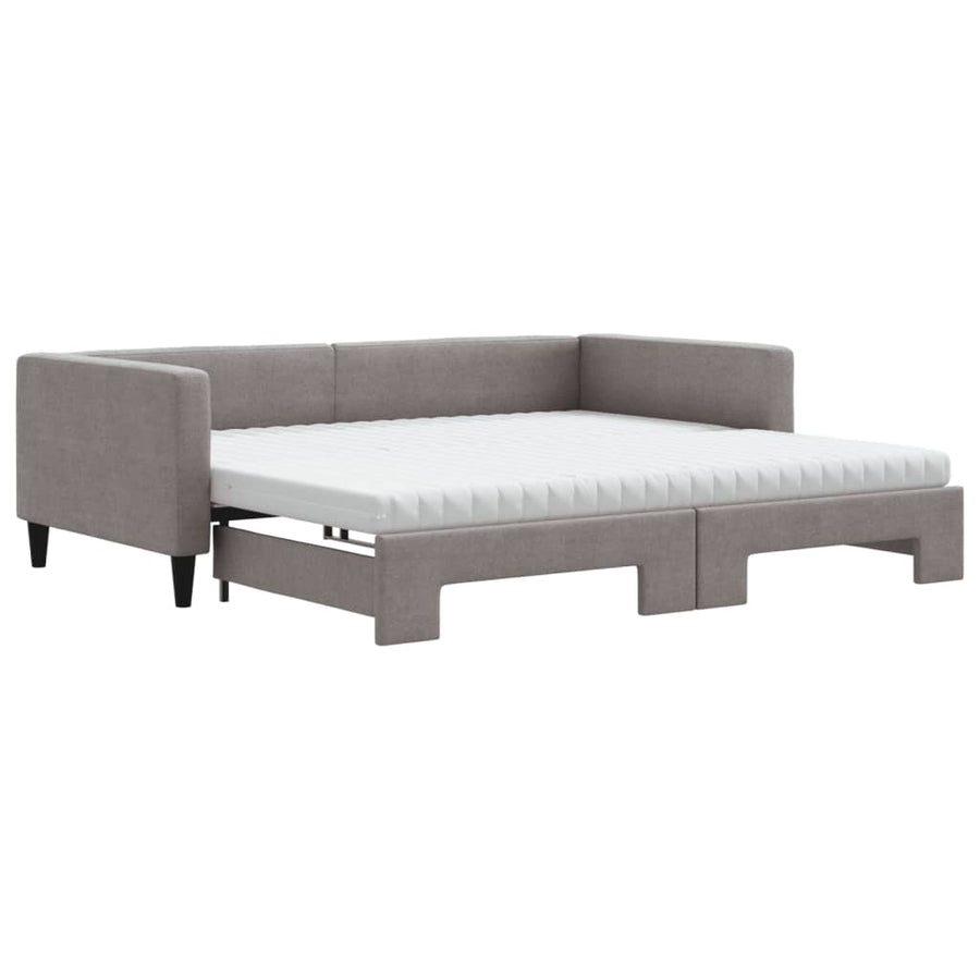 Slaapbank Sen Stof 100 x 200 cm Taupe met onderschuifbed en matras