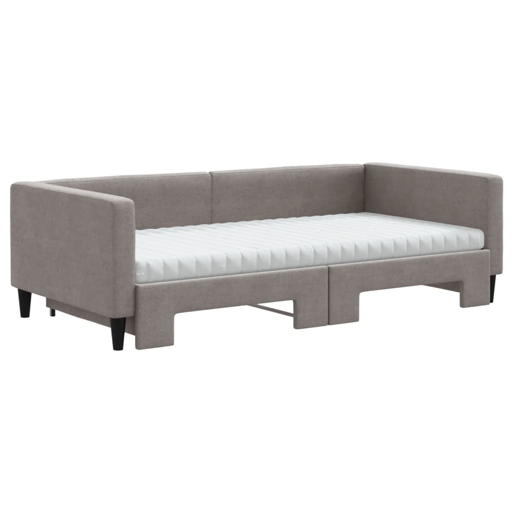 Slaapbank Sen Stof 100 x 200 cm Taupe met onderschuifbed en matras