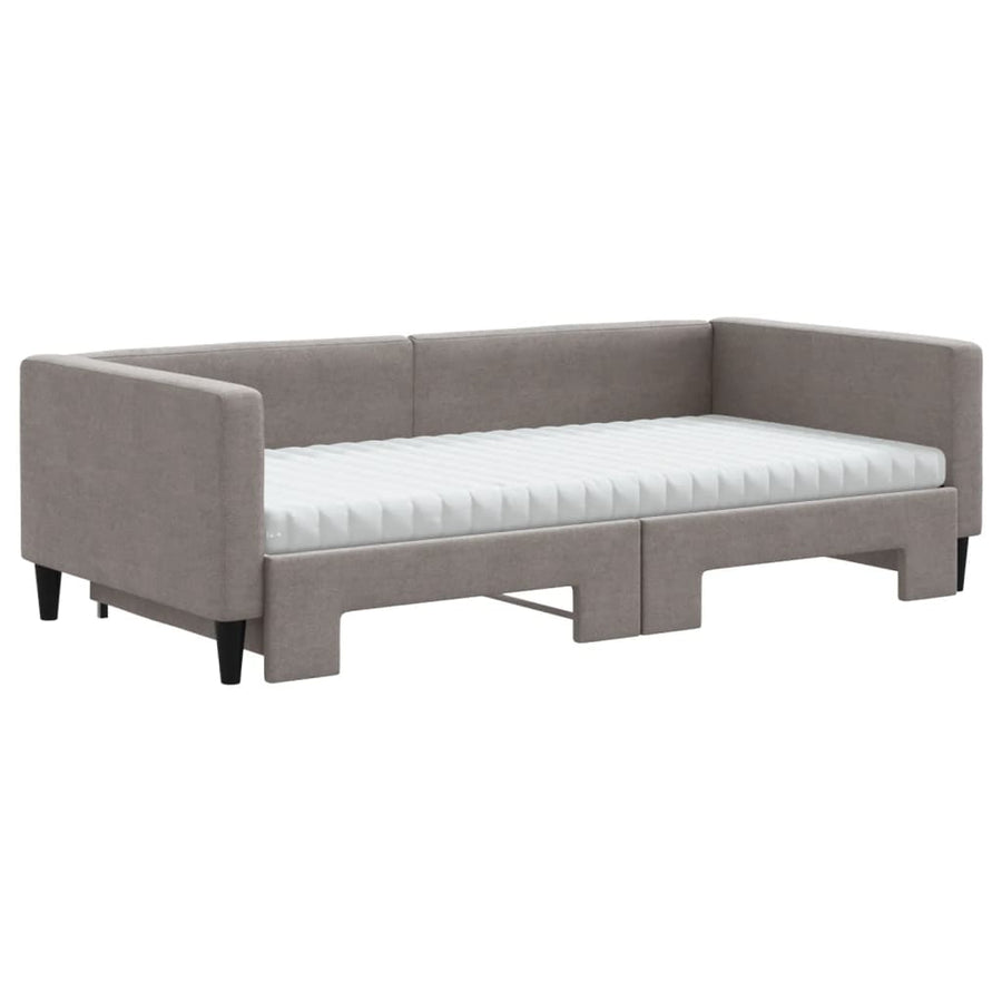 Slaapbank Sen Stof 100 x 200 cm Taupe met onderschuifbed en matras