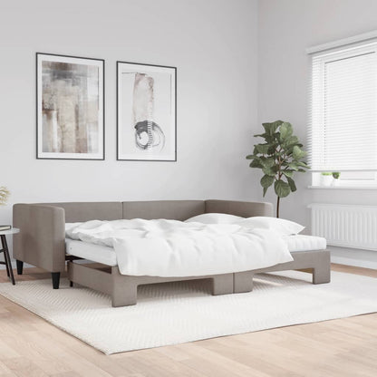 Slaapbank Sen Stof 100 x 200 cm Taupe met onderschuifbed en matras