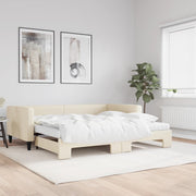 Slaapbank met onderschuifbed 100x200 cm crème