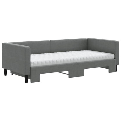 Slaapbank onderschuifbed matrassen 90x190 cm stof donkergroen 90 x 190 cm Donkergrijs