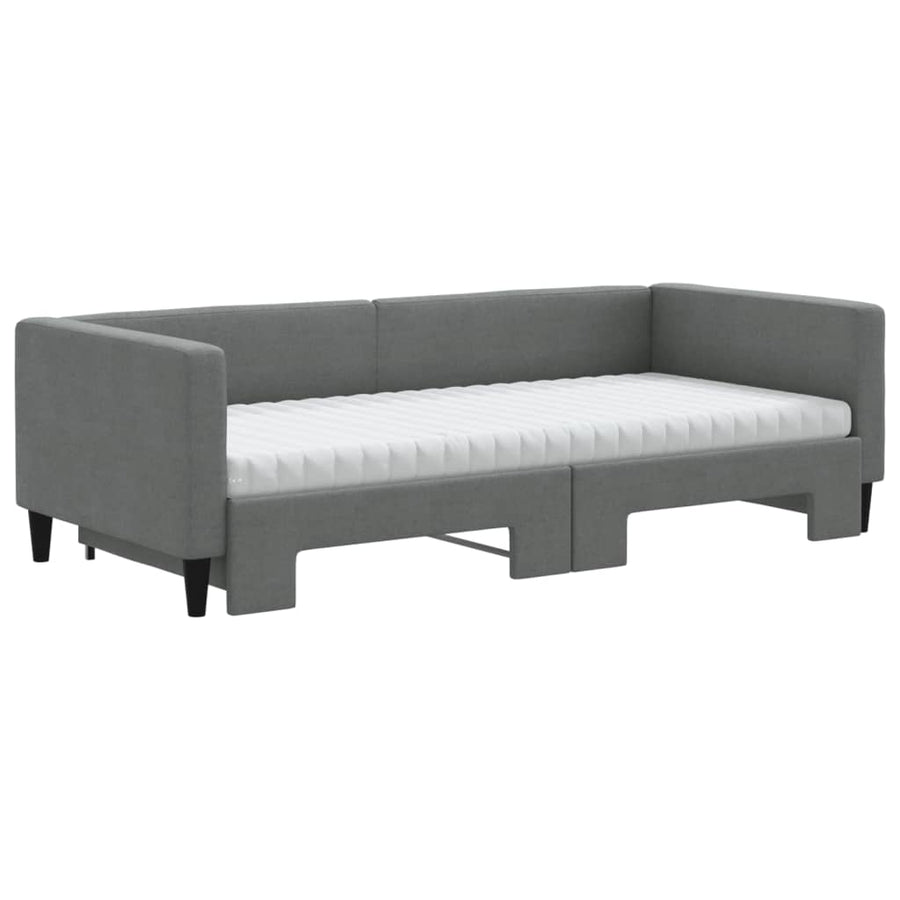 Slaapbank onderschuifbed matrassen 90x190 cm stof donkergroen 90 x 190 cm Donkergrijs