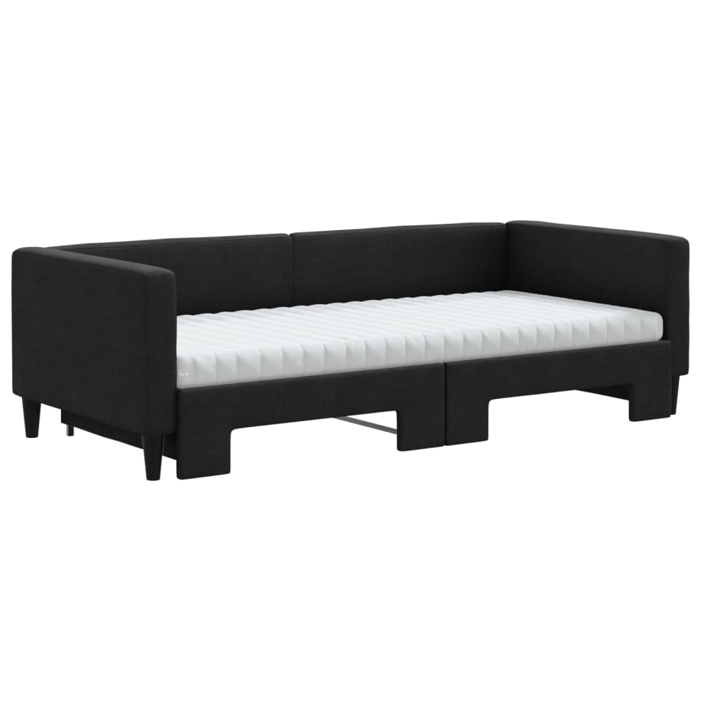 Slaapbank Sen Stof 90 x 190 cm Zwart met onderschuifbed en matras