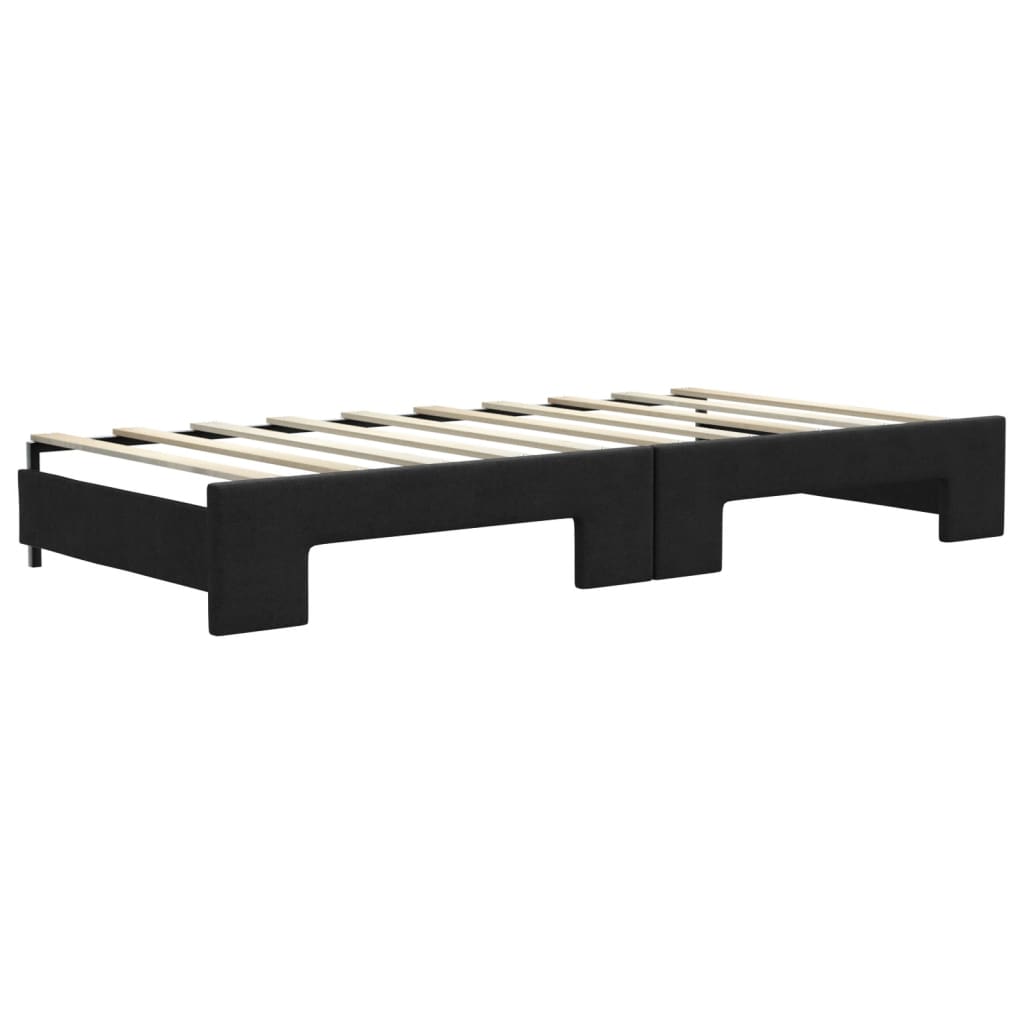 Slaapbank Sen Stof 90 x 190 cm Zwart met onderschuifbed en matras