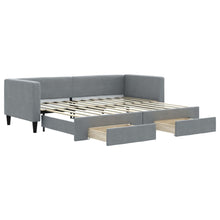 Slaapbank S Stof 80 x 200 cm Lichtgrijs met onderschuifbed en lade