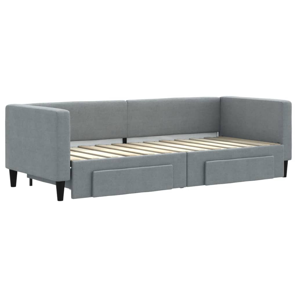 Slaapbank S Stof 80 x 200 cm Lichtgrijs met onderschuifbed en lade