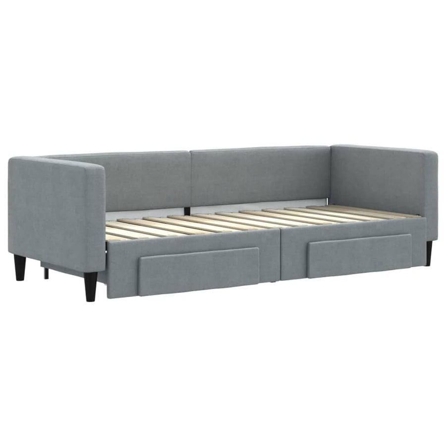 Slaapbank S Stof 80 x 200 cm Lichtgrijs met onderschuifbed en lade