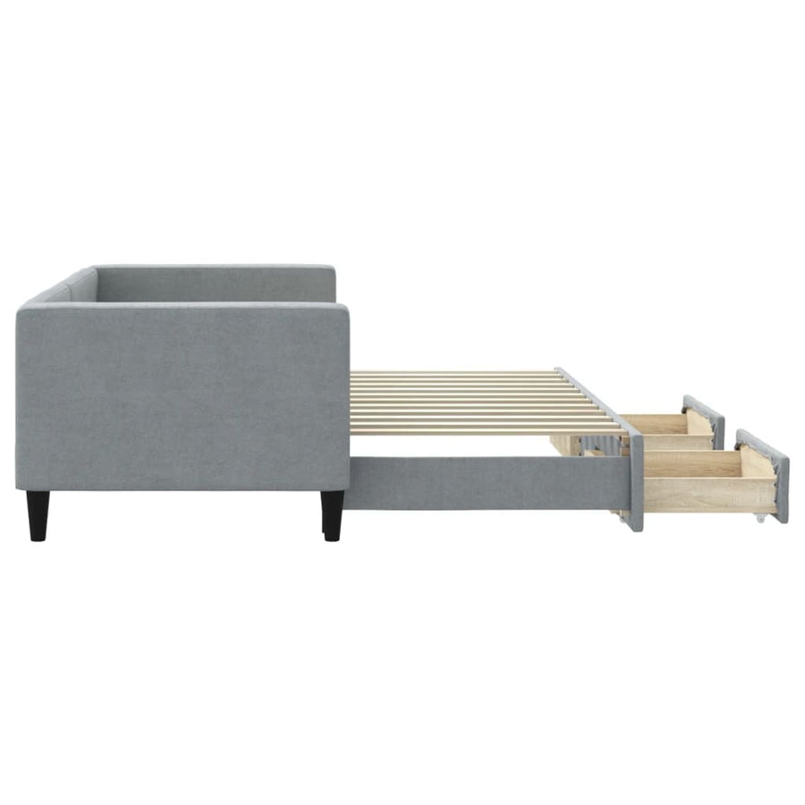 Slaapbank S Stof 80 x 200 cm Lichtgrijs met onderschuifbed en lade