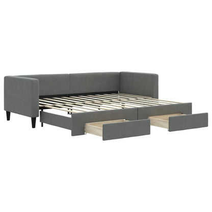 Slaapbank onderschuifbed en lades 80x200 cm stof donkergrijs 80 x 200 cm Donkergrijs