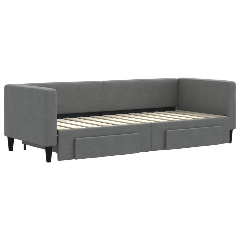 Slaapbank onderschuifbed en lades 80x200 cm stof donkergrijs 80 x 200 cm Donkergrijs