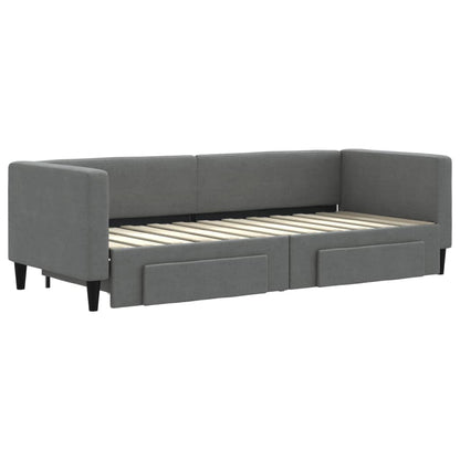 Slaapbank onderschuifbed en lades 80x200 cm stof donkergrijs 80 x 200 cm Donkergrijs