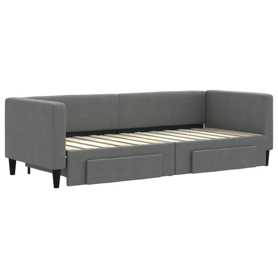 Slaapbank onderschuifbed en lades 80x200 cm stof donkergrijs 80 x 200 cm Donkergrijs