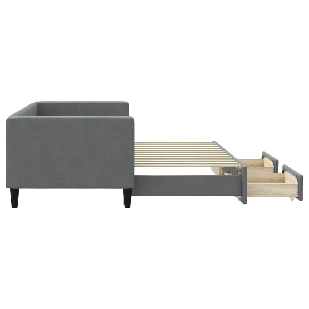 Slaapbank onderschuifbed en lades 80x200 cm stof donkergrijs 80 x 200 cm Donkergrijs