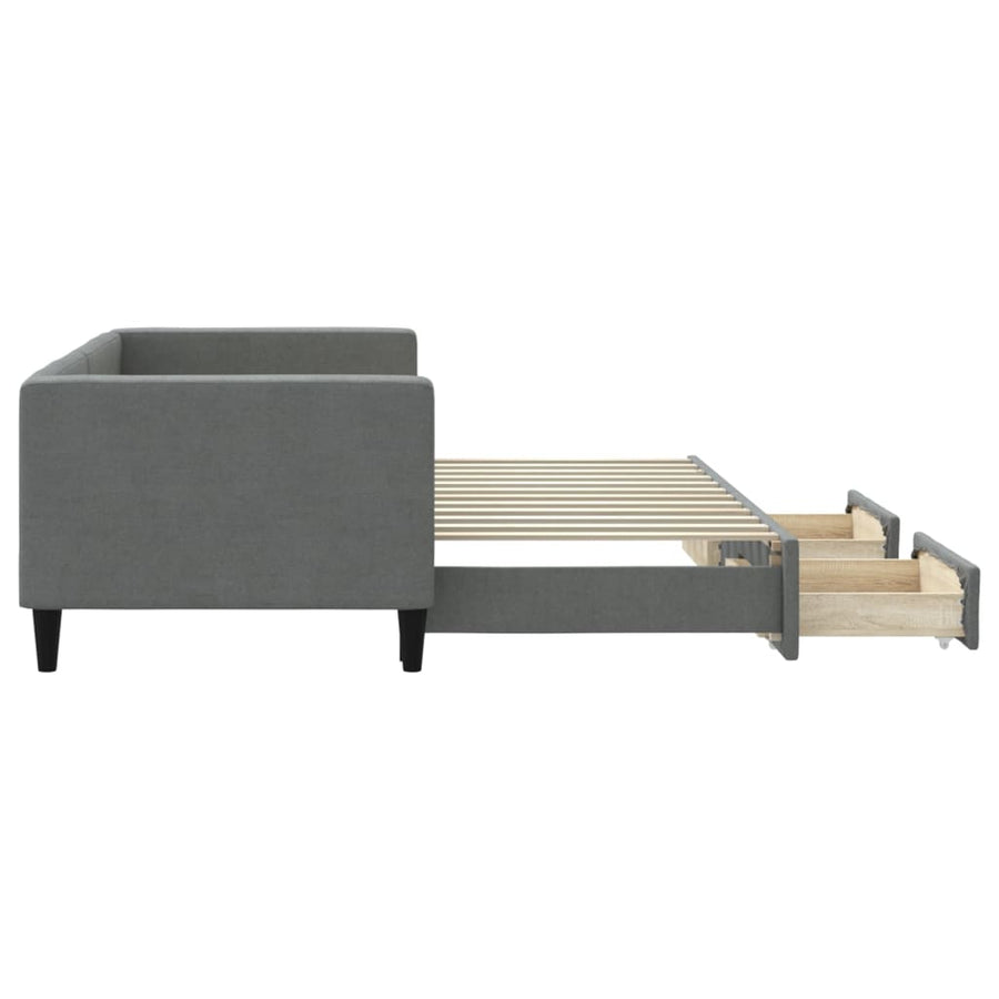 Slaapbank onderschuifbed en lades 80x200 cm stof donkergrijs 80 x 200 cm Donkergrijs
