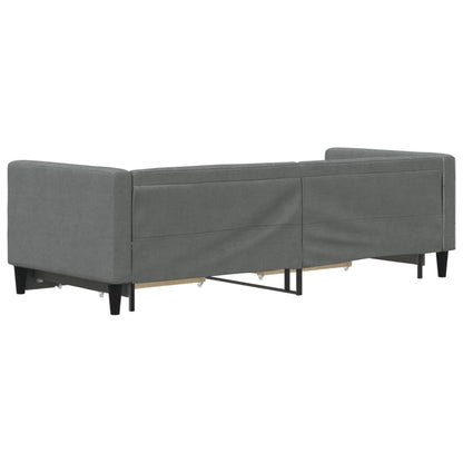 Slaapbank onderschuifbed en lades 80x200 cm stof donkergrijs 80 x 200 cm Donkergrijs