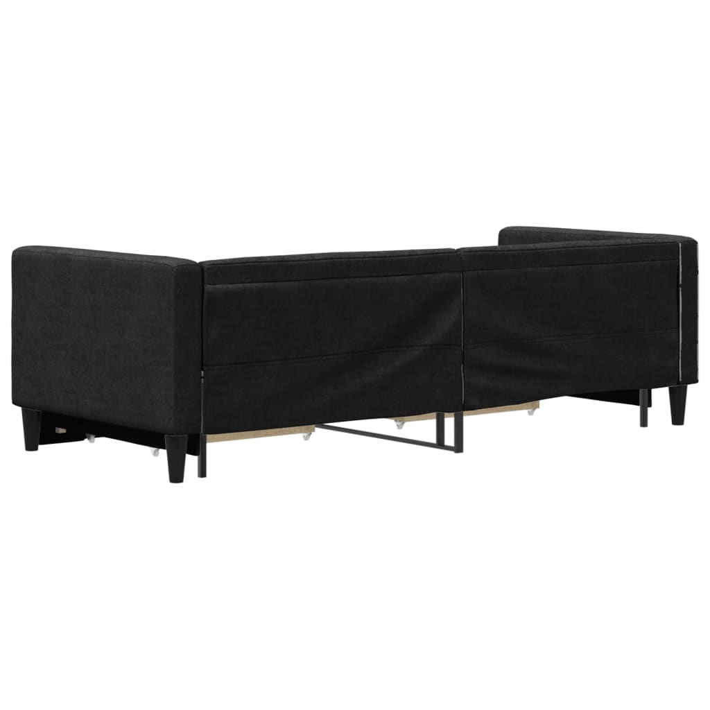 Slaapbank S Stof 80 x 200 cm Zwart met onderschuifbed en lade