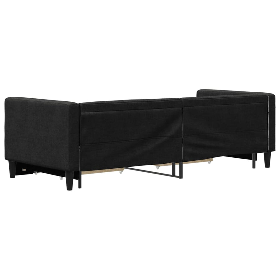 Slaapbank S Stof 80 x 200 cm Zwart met onderschuifbed en lade