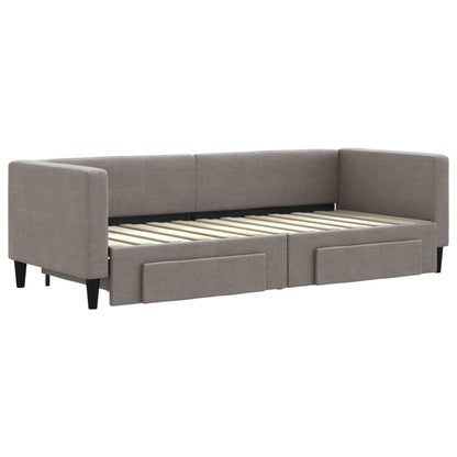 Slaapbank Met Onderschuifbed En Lades 80X200 Cm Stof Taupe Taupe 80 x 200 cm