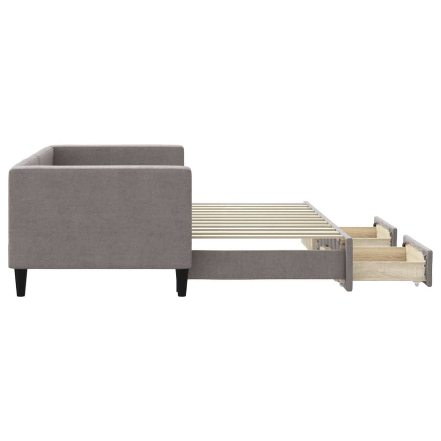 Slaapbank Met Onderschuifbed En Lades 80X200 Cm Stof Taupe Taupe 80 x 200 cm