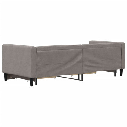 Slaapbank Met Onderschuifbed En Lades 80X200 Cm Stof Taupe Taupe 80 x 200 cm