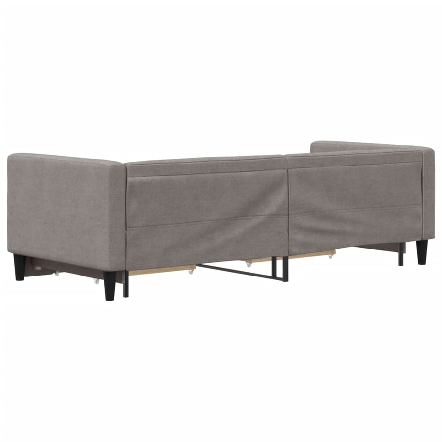 Slaapbank Met Onderschuifbed En Lades 80X200 Cm Stof Taupe Taupe 80 x 200 cm