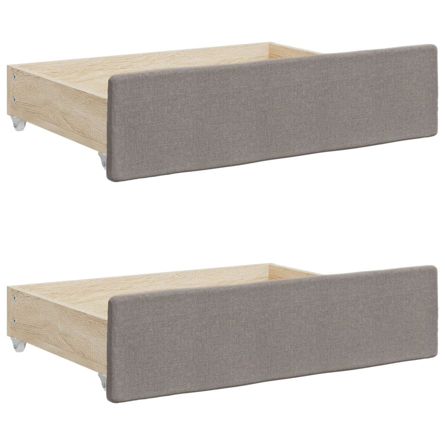 Slaapbank Met Onderschuifbed En Lades 80X200 Cm Stof Taupe Taupe 80 x 200 cm
