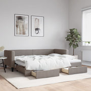 Slaapbank met onderschuifbed en lades 80x200 cm taupe