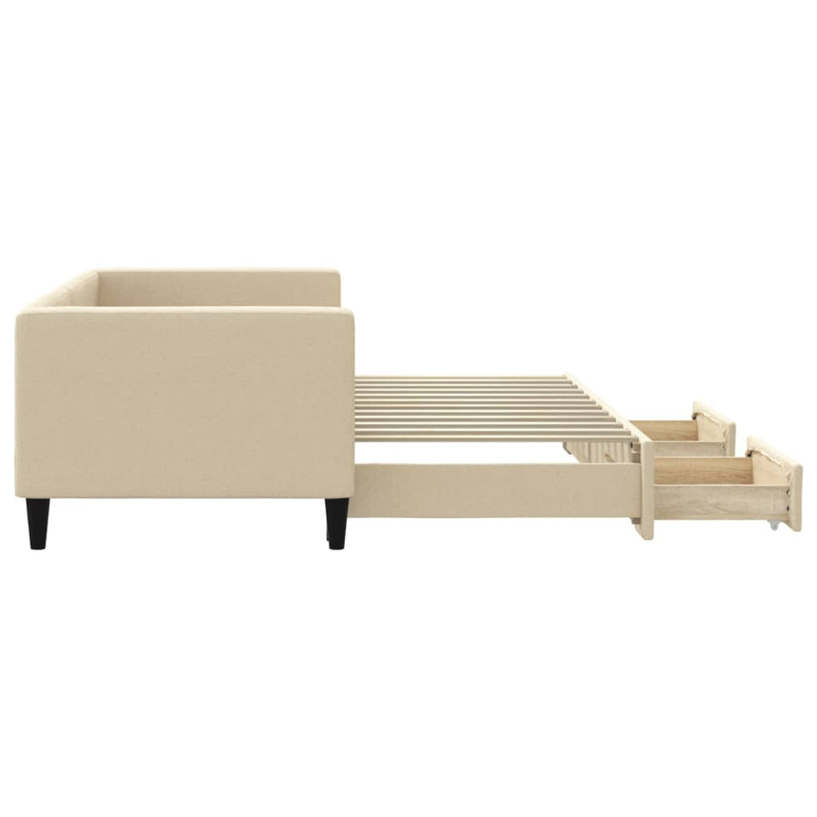 Slaapbank S Stof Kleur 80 x 200 cm Crème met onderschuifbed en lade